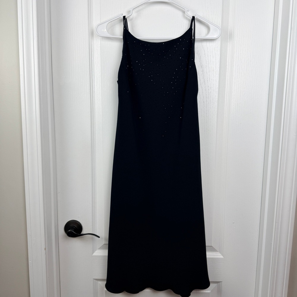 Jones New York Dress Women's 4 Black Beaded Evening Gown‎ Scalloped Hem Cocktail